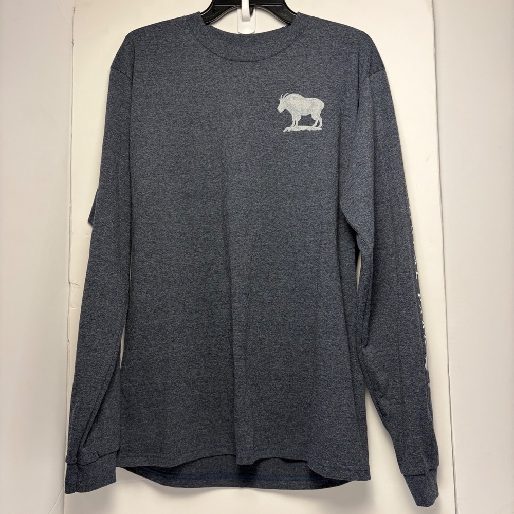 Prairie Mountain Glacier National Park Long Sleeve Shirt Mens Medium Navy‎ Goat